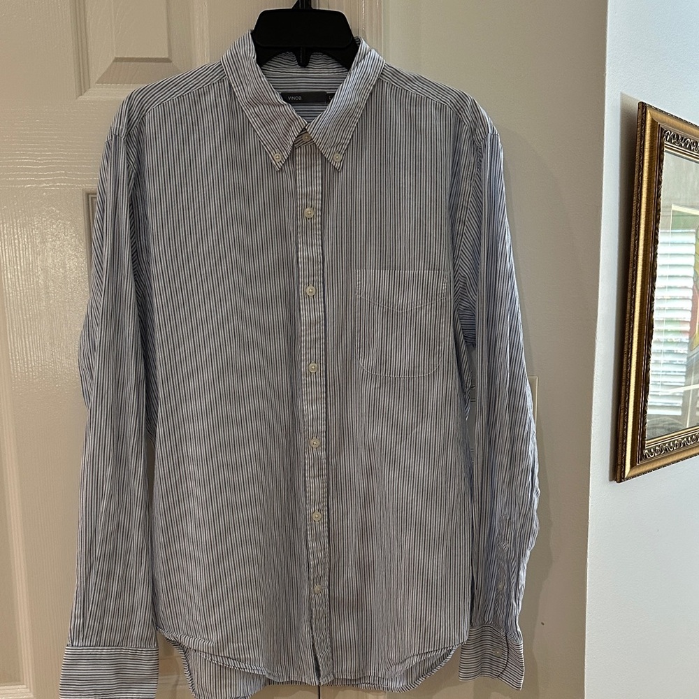 Vince Men's Blue and White Striped Shirt